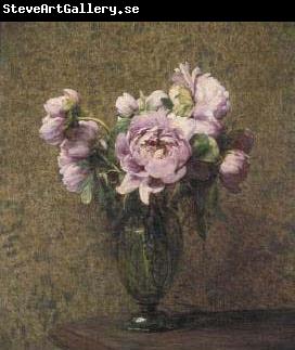 Henri Fantin-Latour Glazen vaas met pioenen.